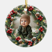 First Christmas Baby Photo Keramisch Ornament (Voorkant)