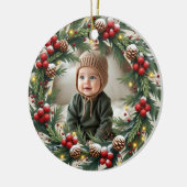 First Christmas Baby Photo Keramisch Ornament (Links)