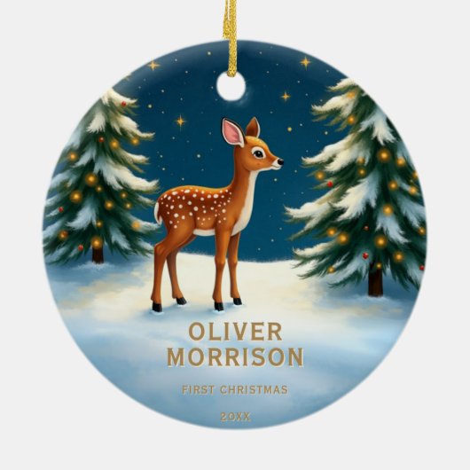 First Christmas Baby Photo Keramisch Ornament (Achterkant)