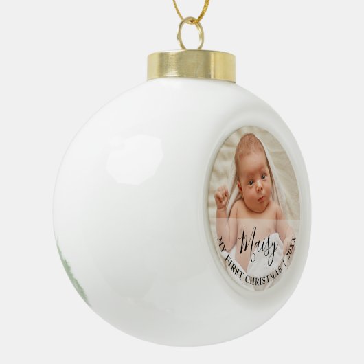 First Christmas Baby Photo Script Name Keramische Bal Ornament (Links)
