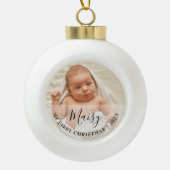 First Christmas Baby Photo Script Name Keramische Bal Ornament (Voorkant)