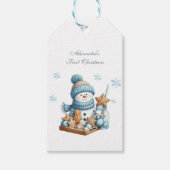 First Christmas Birth Announcement Cadeaulabel (Voorkant)