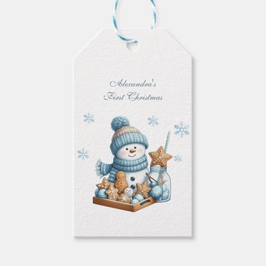 First Christmas Birth Announcement Cadeaulabel (Voorkant)