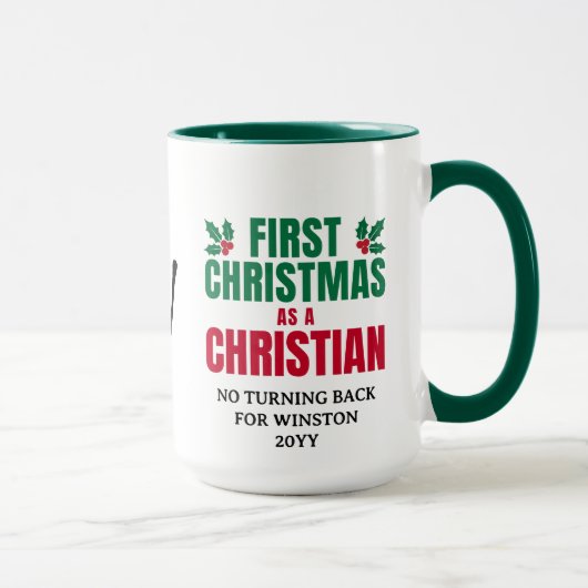 FIRST CHRISTMAS CHRISTIAN Custom Monogram Mok (Rechts)