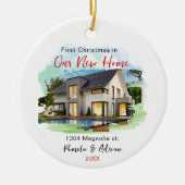 first christmas Custom house photo Keramisch Ornament (Voorkant)