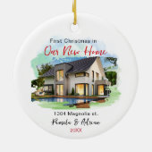 first christmas Custom house photo Keramisch Ornament (Achterkant)