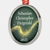 First Christmas Dark Green Newborn Birth Keepsake Metalen Ornament (Links)