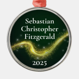 First Christmas Dark Green Newborn Birth Keepsake Metalen Ornament