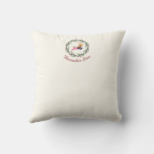 First Christmas Deer with Wreath Customize Kussen (Achterkant)