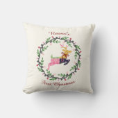 First Christmas Deer with Wreath Customize Kussen (Voorkant)
