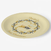 First Christmas Deer with Wreath Soft Yellow  Papieren Bordje (Gekanteld)