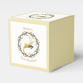 First Christmas Deer with Wreath Yellow Customize Bedankdoosjes