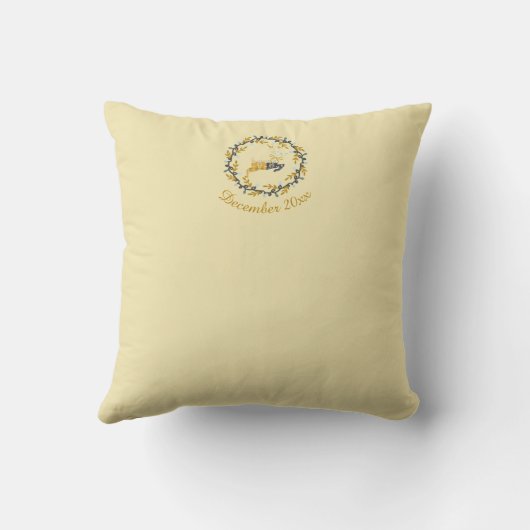 First Christmas Deer with Wreath Yellow  Kussen (Achterkant)