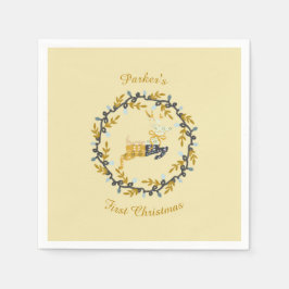 First Christmas Deer with Wreath Yellow  Servet