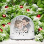 First Christmas Engaged 2 Photo Black Script Sneeuwbol (Kerstmis)
