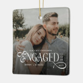 First Christmas Engaged Chic Couples 2 Photos Keramisch Ornament (Links)