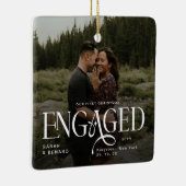 First Christmas Engaged  Chic Couples 2 Photos Keramisch Ornament (Rechts)