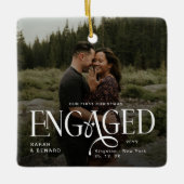 First Christmas Engaged  Chic Couples 2 Photos Keramisch Ornament (Voorkant)