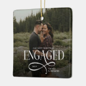 First Christmas Engaged  Chic Couples 2 Photos Keramisch Ornament (Links)