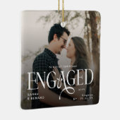 First Christmas Engaged  Chic Couples 2 Photos Keramisch Ornament (Rechts)