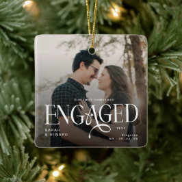 First Christmas Engaged  Chic Couples 2 Photos Keramisch Ornament