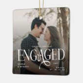 First Christmas Engaged  Chic Couples 2 Photos Keramisch Ornament (Links)