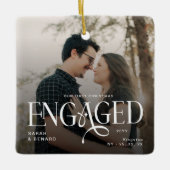First Christmas Engaged  Chic Couples 2 Photos Keramisch Ornament (Voorkant)