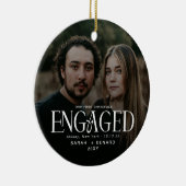 First Christmas Engaged Chic Couples Photo Cerami Keramisch Ornament (Rechts)
