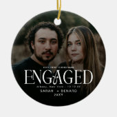 First Christmas Engaged  Chic Couples Photo Cerami Keramisch Ornament (Voorkant)
