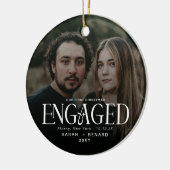 First Christmas Engaged  Chic Couples Photo Cerami Keramisch Ornament (Links)