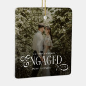 First Christmas Engaged  Chic Couples Photo Keramisch Ornament (Rechts)
