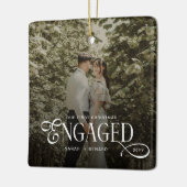 First Christmas Engaged  Chic Couples Photo Keramisch Ornament (Links)