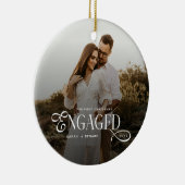 First Christmas Engaged  Chic Couples Photo Keramisch Ornament (Rechts)