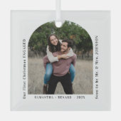 First Christmas Engaged Couples Photo Arch Glas Ornament (Voorkant)