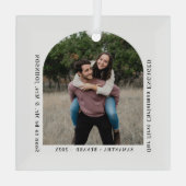 First Christmas Engaged Couples Photo Arch Glas Ornament (Achterkant)