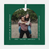 First Christmas Engaged Couples Photo Arch Glas Ornament (Achterkant)