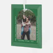 First Christmas Engaged Couples Photo Arch Glas Ornament (Voorkant links)