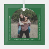 First Christmas Engaged Couples Photo Arch Glas Ornament (Voorkant)