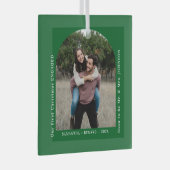 First Christmas Engaged Couples Photo Arch Glas Ornament (Voorkant Rechts)