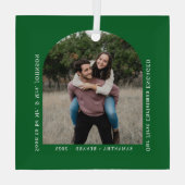 First Christmas Engaged Couples Photo Arch Glas Ornament (Achterkant)