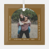 First Christmas Engaged Couples Photo Arch Glas Ornament (Voorkant)