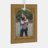 First Christmas Engaged Couples Photo Arch Glas Ornament (Voorkant Rechts)
