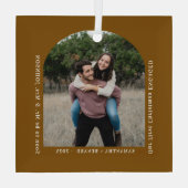 First Christmas Engaged Couples Photo Arch Glas Ornament (Achterkant)