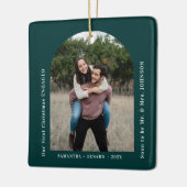 First Christmas Engaged Couples Photo Arch Keramisch Ornament (Links)