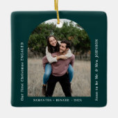 First Christmas Engaged Couples Photo Arch Keramisch Ornament (Voorkant)