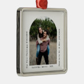 First Christmas Engaged Couples Photo Arch Metalen Ornament (Rechts)