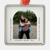First Christmas Engaged Couples Photo Arch Metalen Ornament (Voorkant)