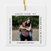 First Christmas Engaged Couples Photo Keramisch Ornament (Voorkant)