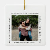 First Christmas Engaged Couples Photo Keramisch Ornament (Achterkant)