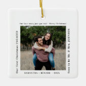 First Christmas Engaged Couples Photo Keramisch Ornament (Voorkant)